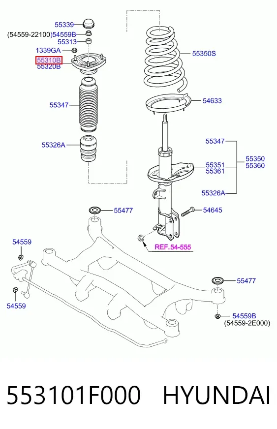 Опора амортизатора заднего левого 553101F000 Hyundai/Kia