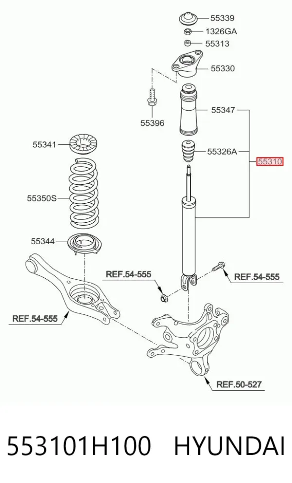 Амортизатор задний 553101H100 Hyundai/Kia