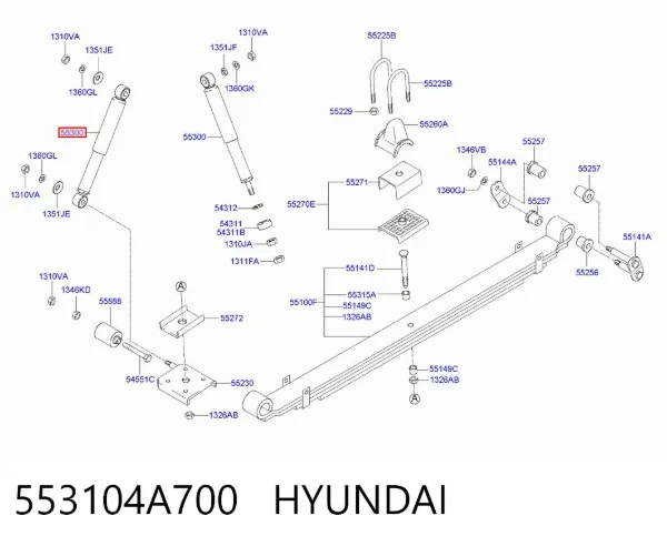 Амортизатор задний 553104A700 Hyundai/Kia