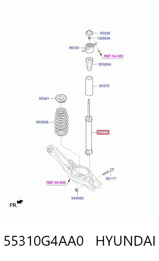 Амортизатор задний 55310G4AA0 Hyundai/Kia
