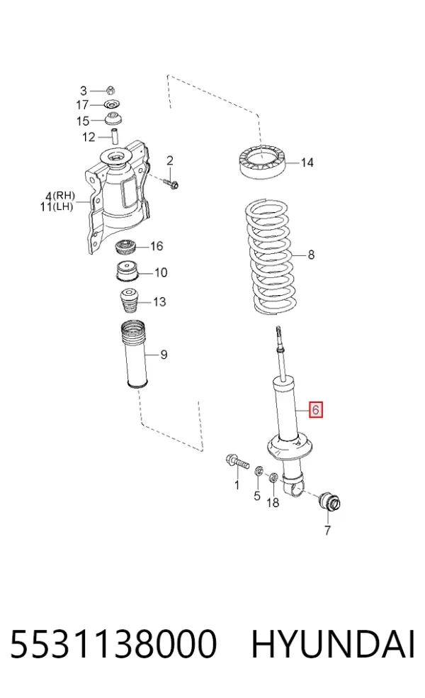 Амортизатор задний 5531138000 Hyundai/Kia