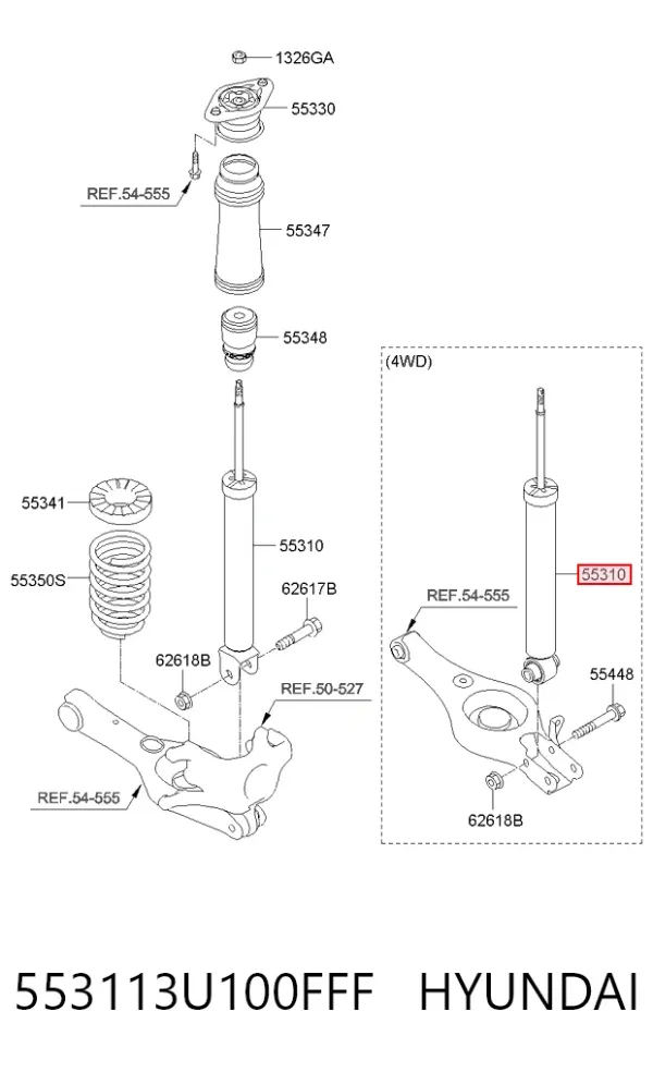 Амортизатор задний 553113U100FFF Hyundai/Kia