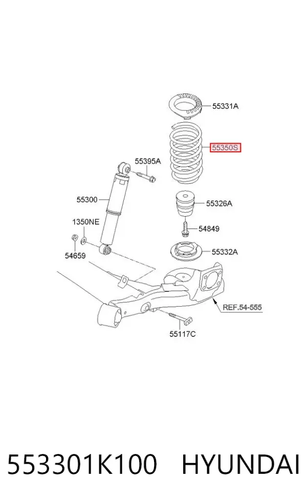 Задняя пружина 553301K100 Hyundai/Kia