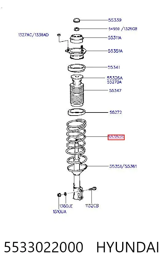 Задняя пружина 5533022000 Hyundai/Kia