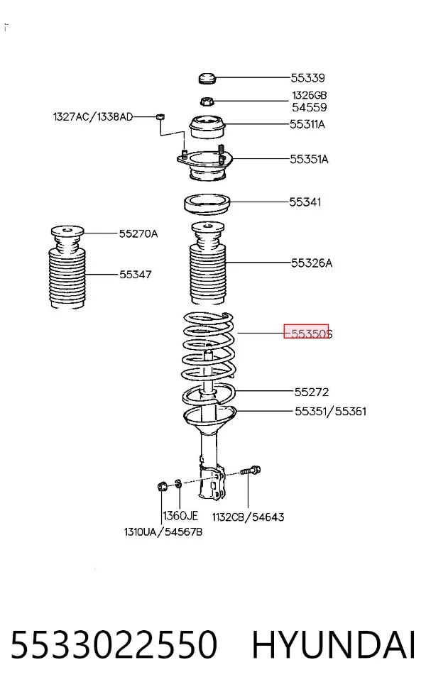 Задняя пружина 5533022550 Hyundai/Kia