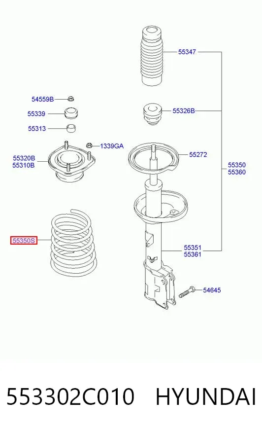 Задняя пружина 553302C010 Hyundai/Kia