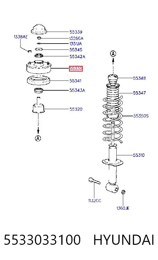 Опора амортизатора заднего 5533033100 Hyundai/Kia