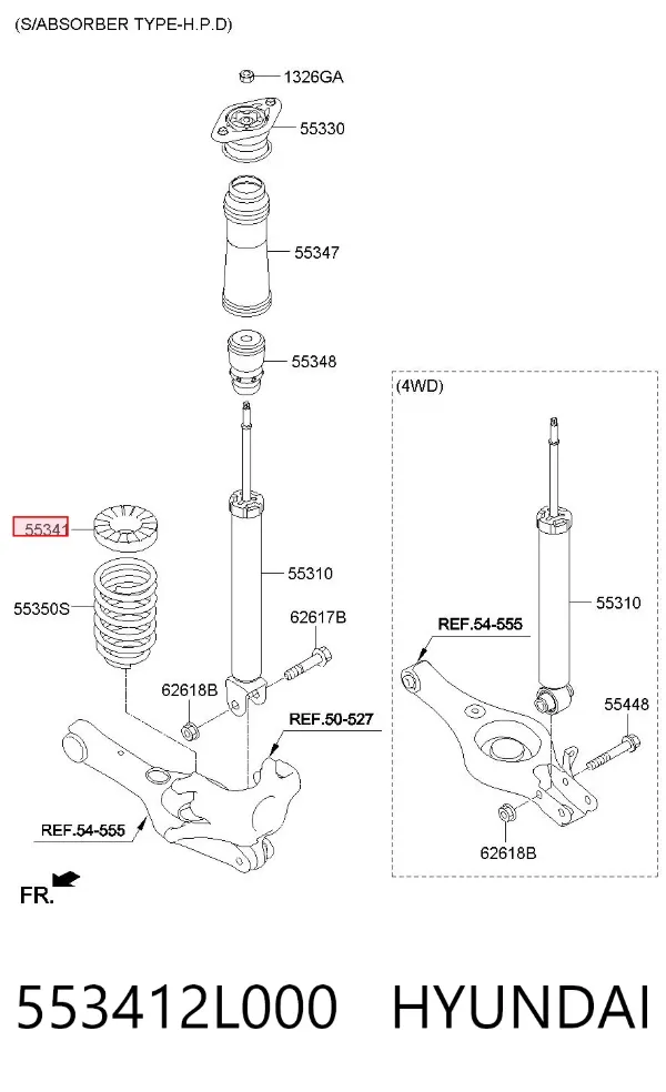 Проставка задней пружины 553412L000 Hyundai/Kia