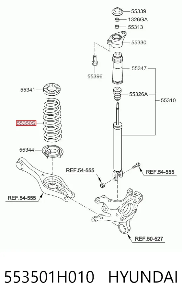 Задняя пружина 553501H010 Hyundai/Kia