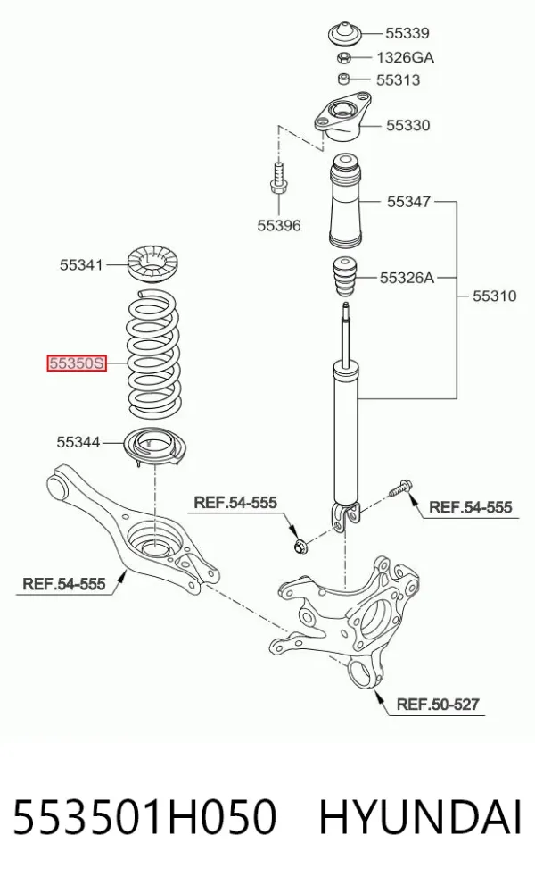 Задняя пружина 553501H050 Hyundai/Kia