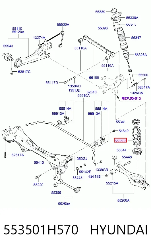 Задняя пружина 553501H570 Hyundai/Kia