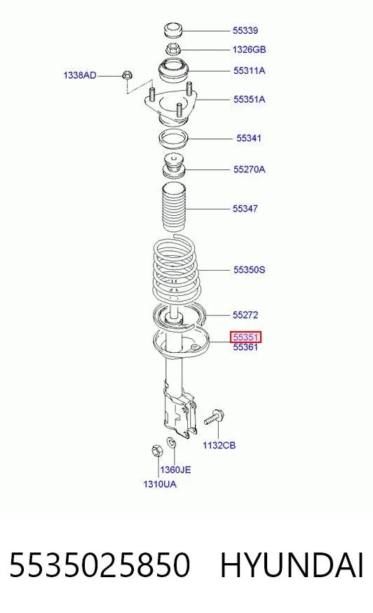 Амортизатор задний левый 5535025850 Hyundai/Kia