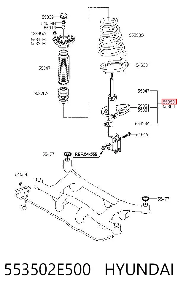 Амортизатор задний левый 553502E500 Hyundai/Kia