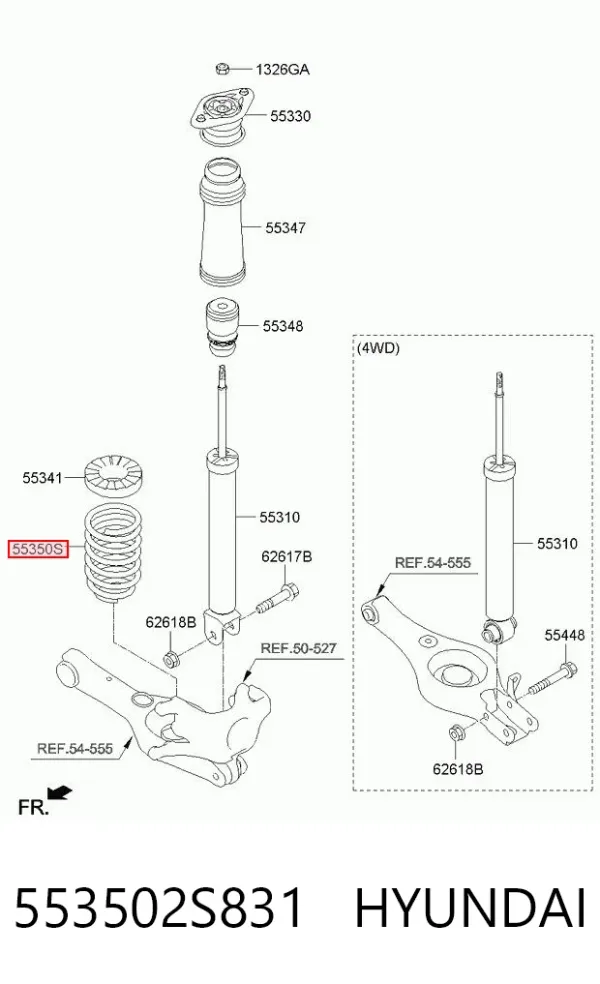 Задняя пружина 553502S831 Hyundai/Kia