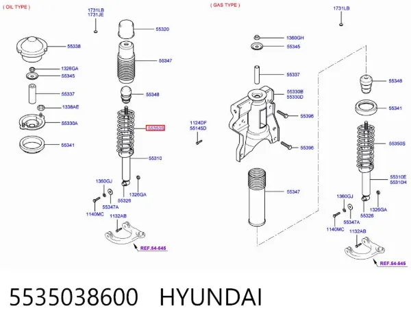 Задняя пружина 5535038600 Hyundai/Kia