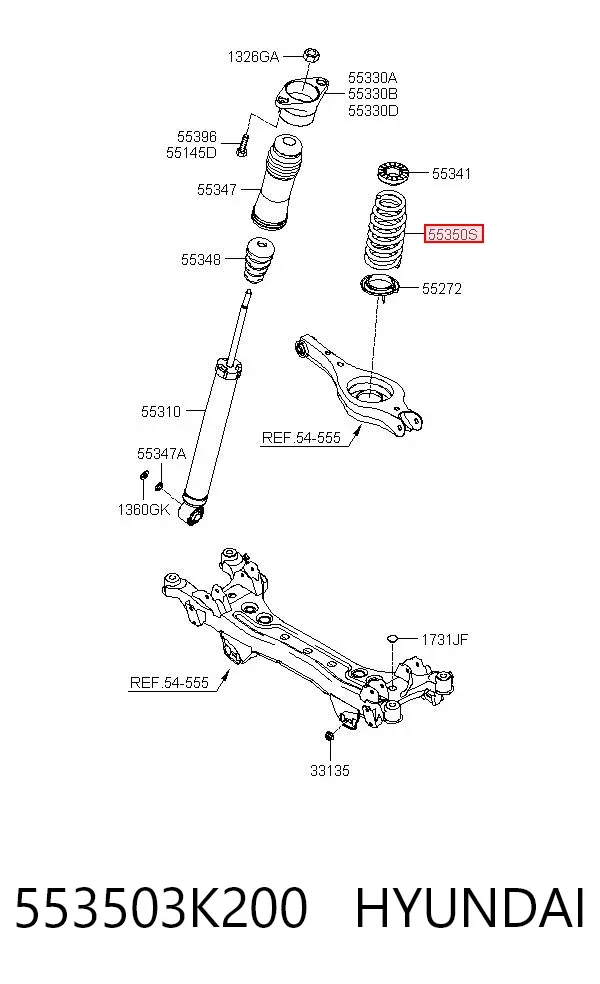 Задняя пружина 553503K200 Hyundai/Kia