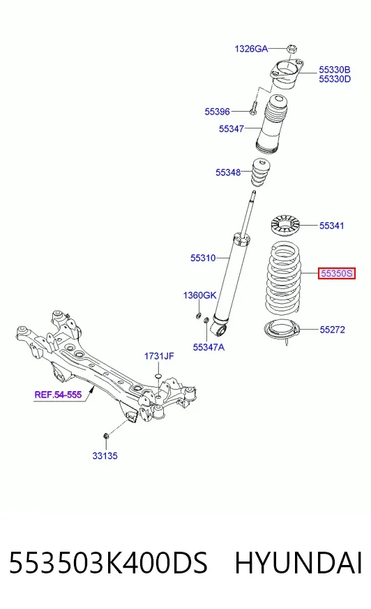 Задняя пружина 553503K400DS Hyundai/Kia