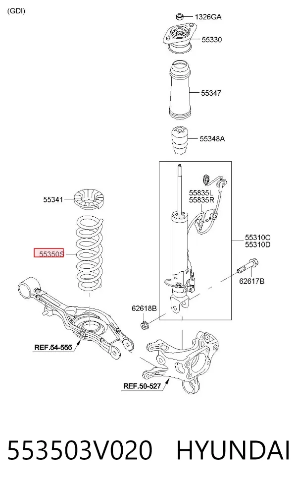 Задняя пружина 553503V020 Hyundai/Kia