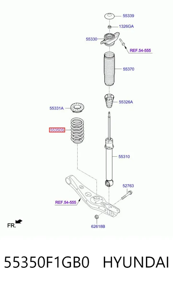 Задняя пружина 55350F1GB0 Hyundai/Kia