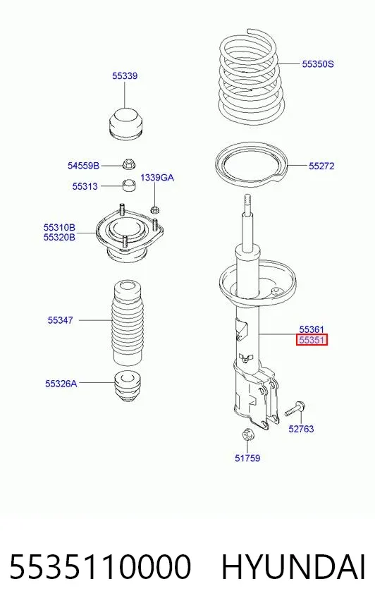 Амортизатор задний левый 5535110000 Hyundai/Kia
