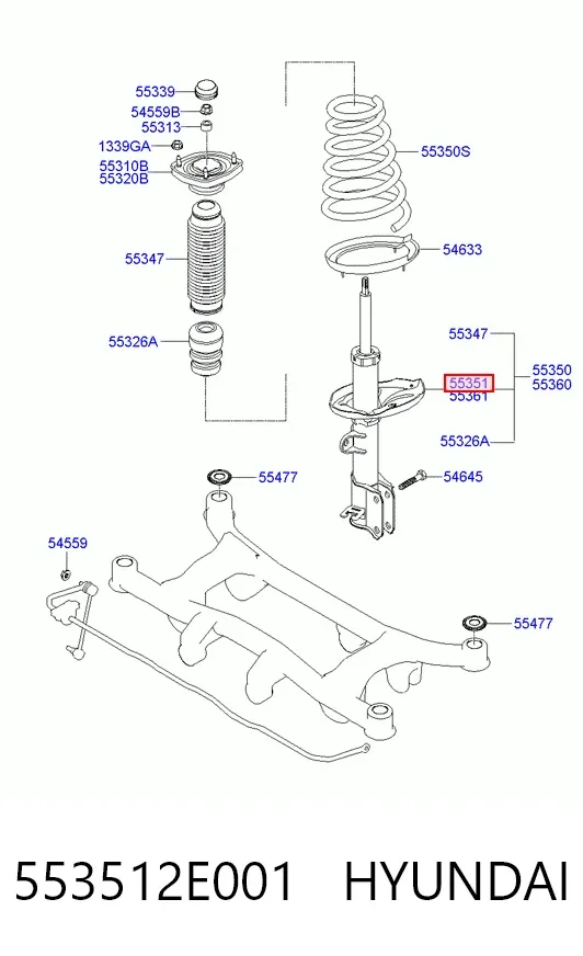 Амортизатор задний левый 553512E001 Hyundai/Kia