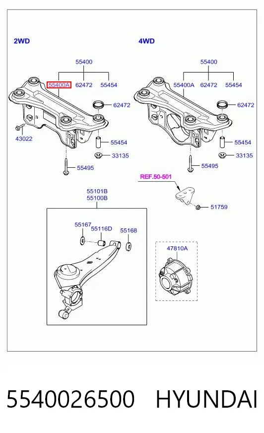 Подрамник задний 5540026500 Hyundai/Kia