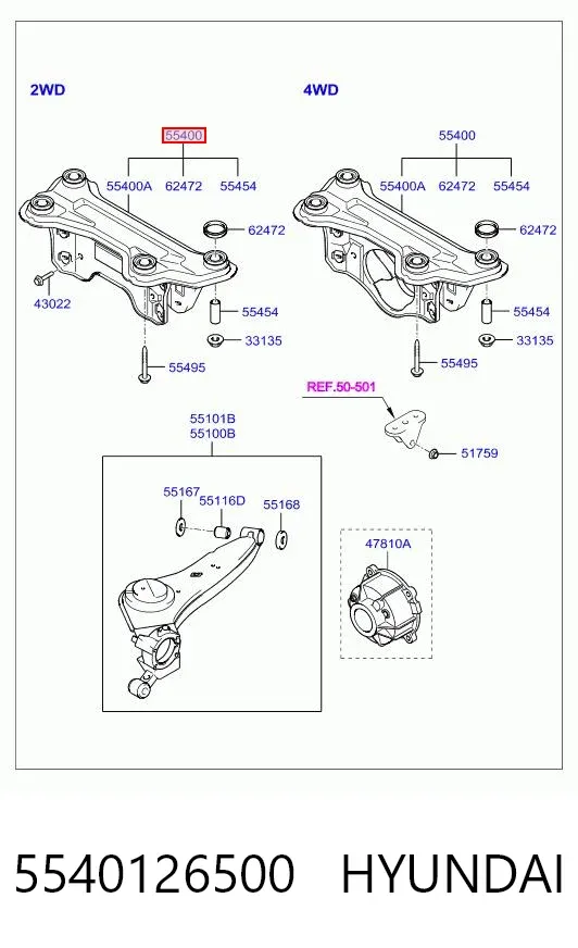 Подрамник задний 5540126500 Hyundai/Kia