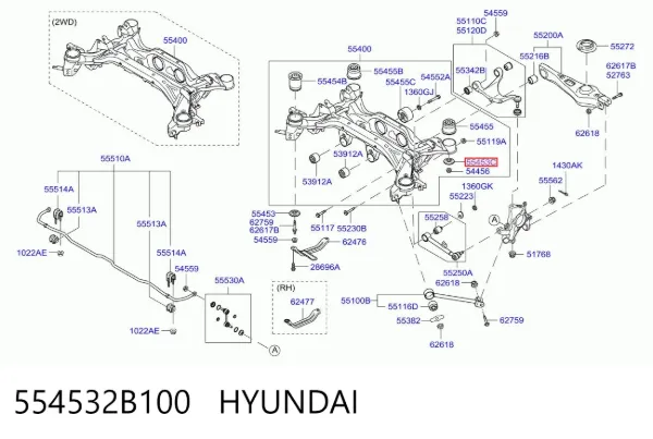 Подрамник задний 554532B100 Hyundai/Kia