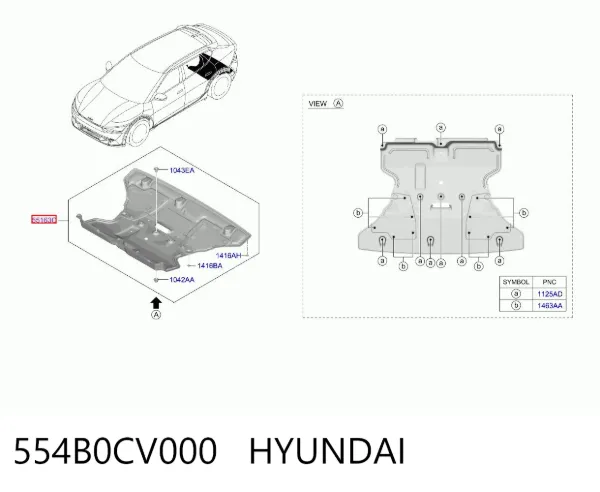 Защита двигателя задняя 554B0CV000 Hyundai/Kia