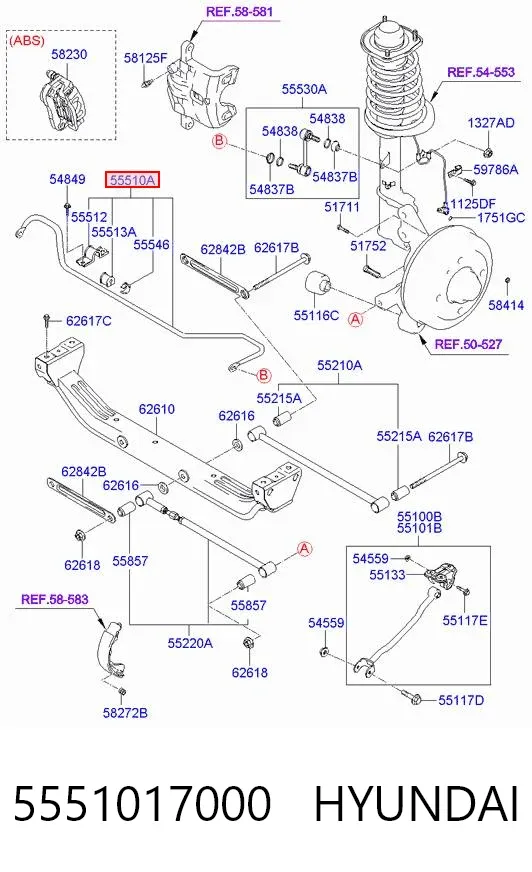 Стабилизатор задний 5551017000 Hyundai/Kia