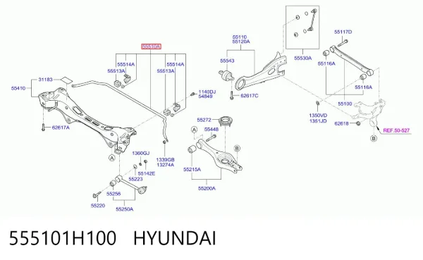 Стабилизатор задний 555101H100 Hyundai/Kia