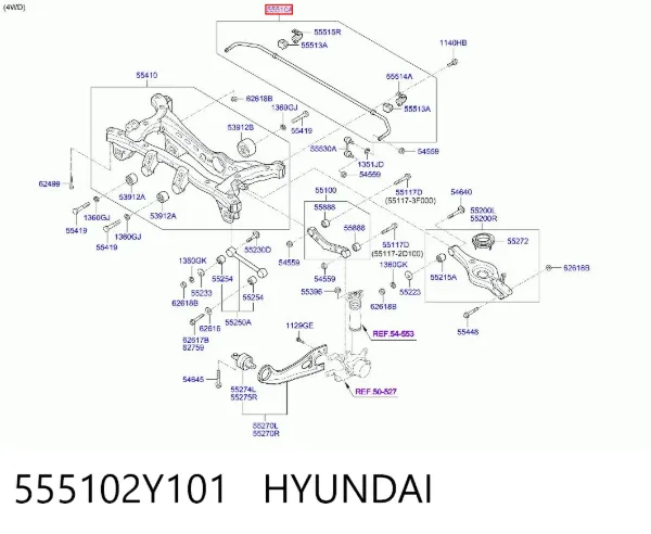 Стабилизатор задний 555102Y101 Hyundai/Kia