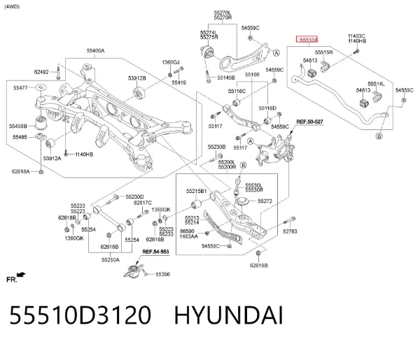 Стабилизатор задний 55510D3120 Hyundai/Kia
