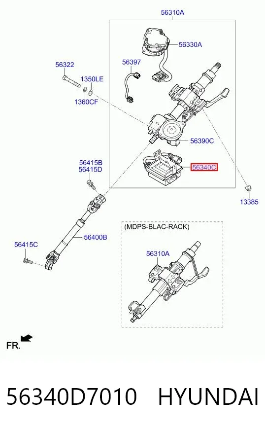 Блок управления электроусилителем руля 56340D7010 Hyundai/Kia