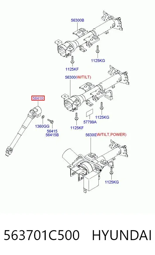 Вал рулевой колонки 563701C500 Hyundai/Kia