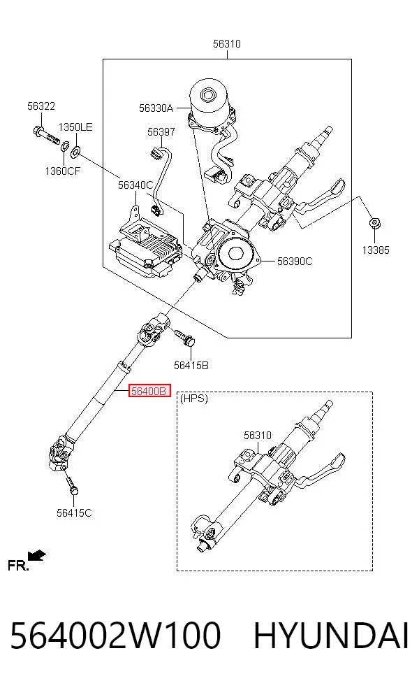 Вал рулевой колонки 564002W100 Hyundai/Kia