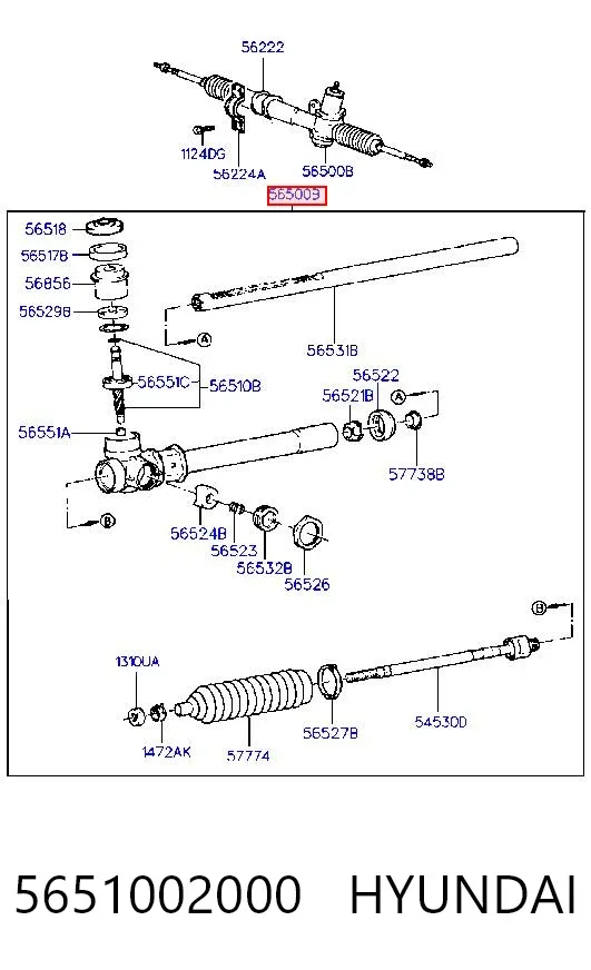 Рулевая рейка 5651002000 Hyundai/Kia