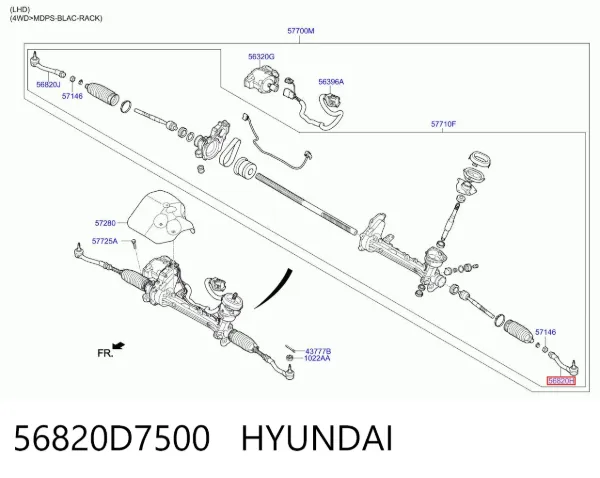 Рулевой наконечник 56820D7500 Hyundai/Kia