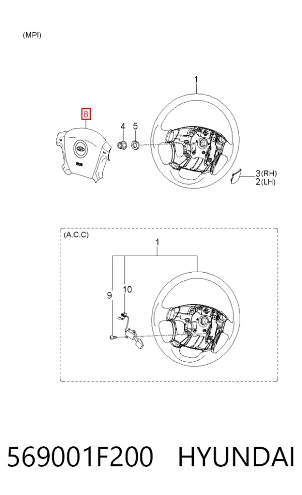 Подушка безопасности водителя 569001F200 Hyundai/Kia