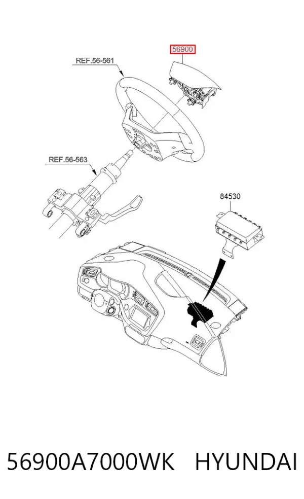 Подушка безопасности водителя 56900A7000WK Hyundai/Kia