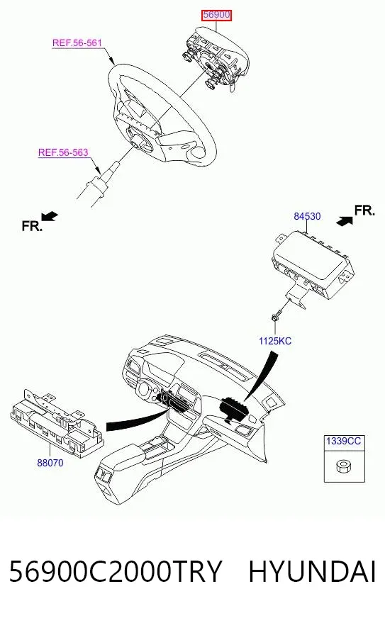 Подушка безопасности водителя 56900C2000TRY Hyundai/Kia