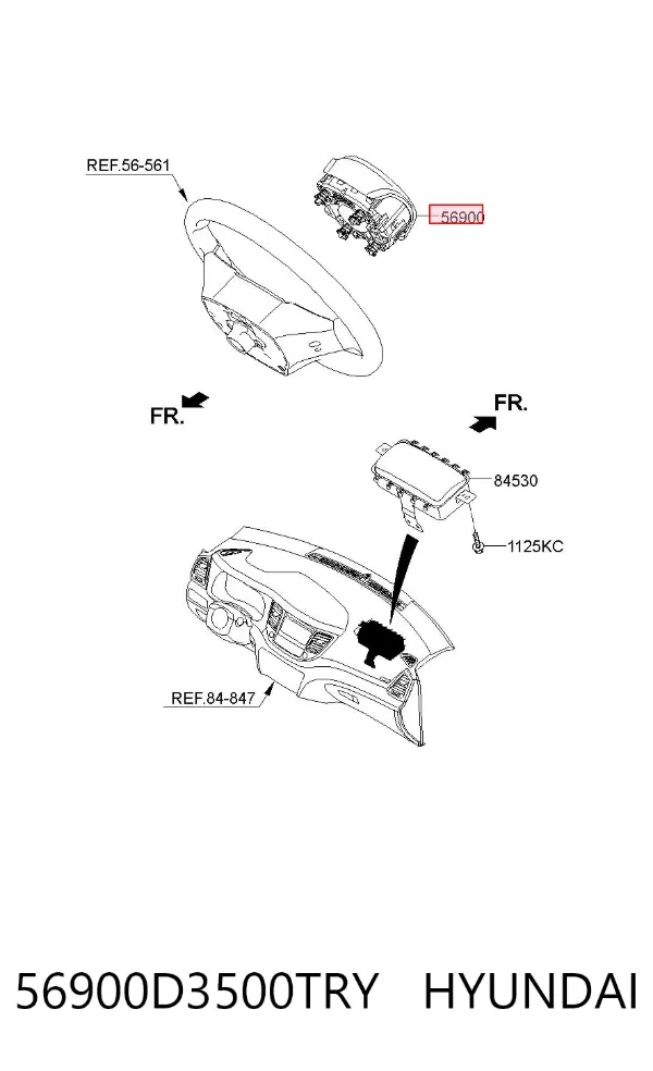 Подушка безопасности водителя 56900D3500TRY Hyundai/Kia