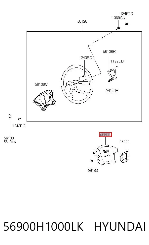 Подушка безопасности водителя 56900H1000LK Hyundai/Kia