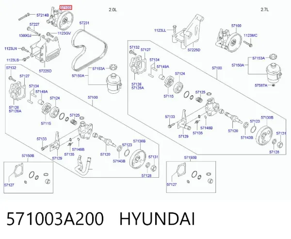 Насос ГУР 571003A200 Hyundai/Kia