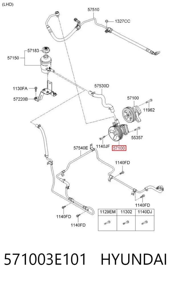 Насос ГУР 571003E101 Hyundai/Kia