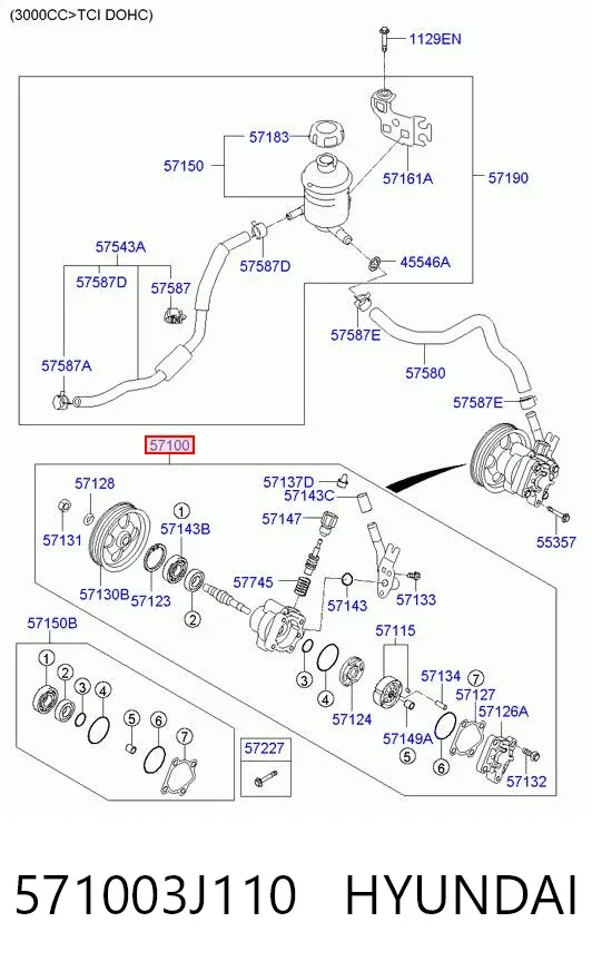 Насос ГУР 571003J110 Hyundai/Kia