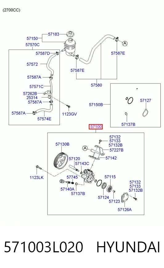 Насос ГУР 571003L020 Hyundai/Kia