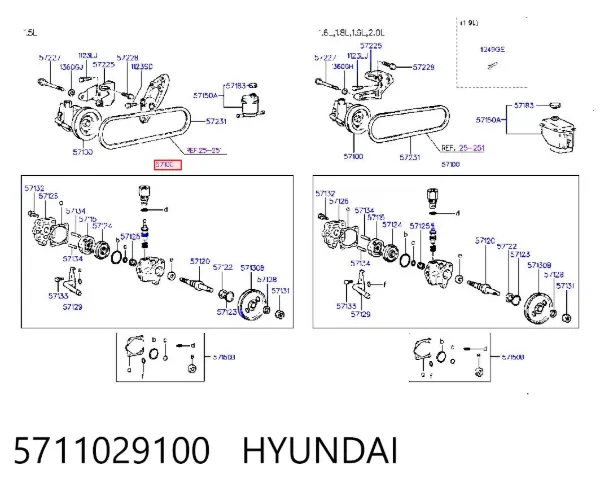 Насос ГУР 5711029100 Hyundai/Kia