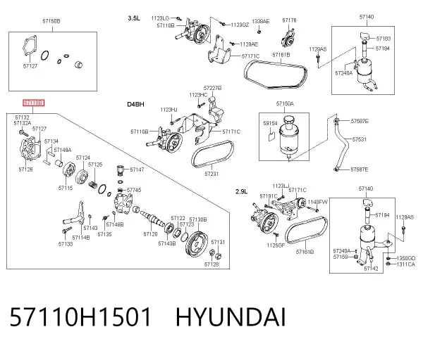 Насос ГУР 57110H1501 Hyundai/Kia