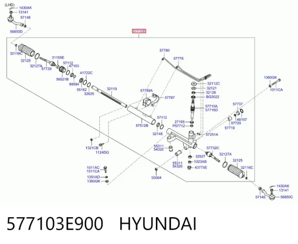 Рулевая рейка 577103E900 Hyundai/Kia